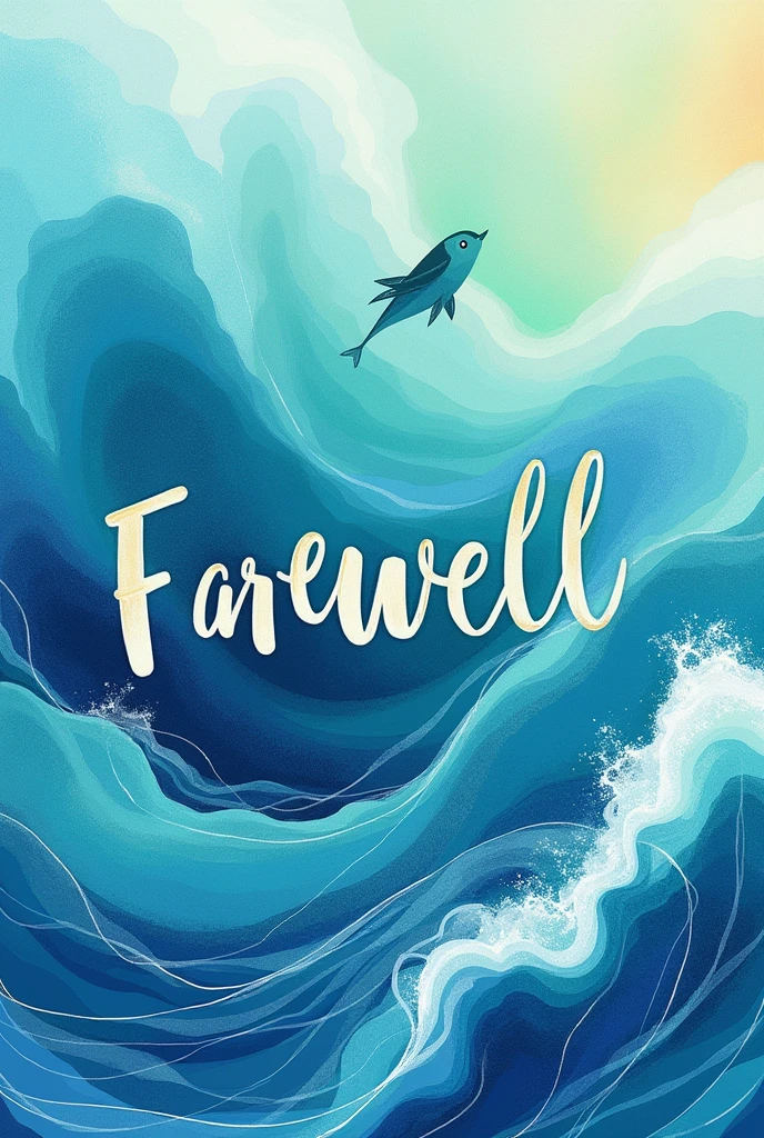Create me a farewell card in ocean style abstract with shapes and text