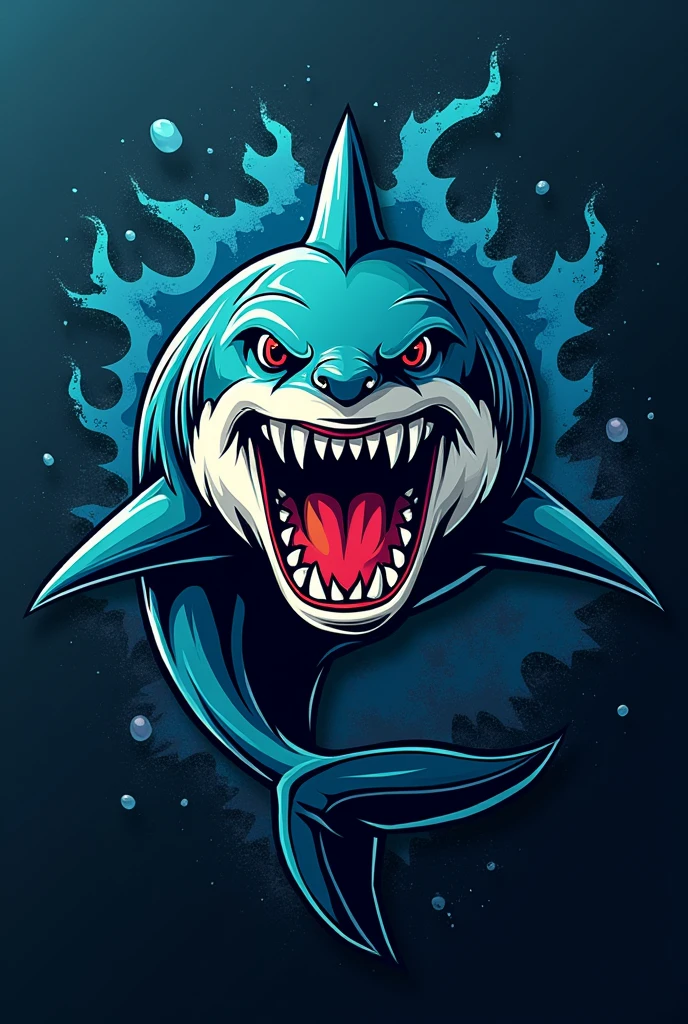 Team flag with blue and black colors with a shark highlighted