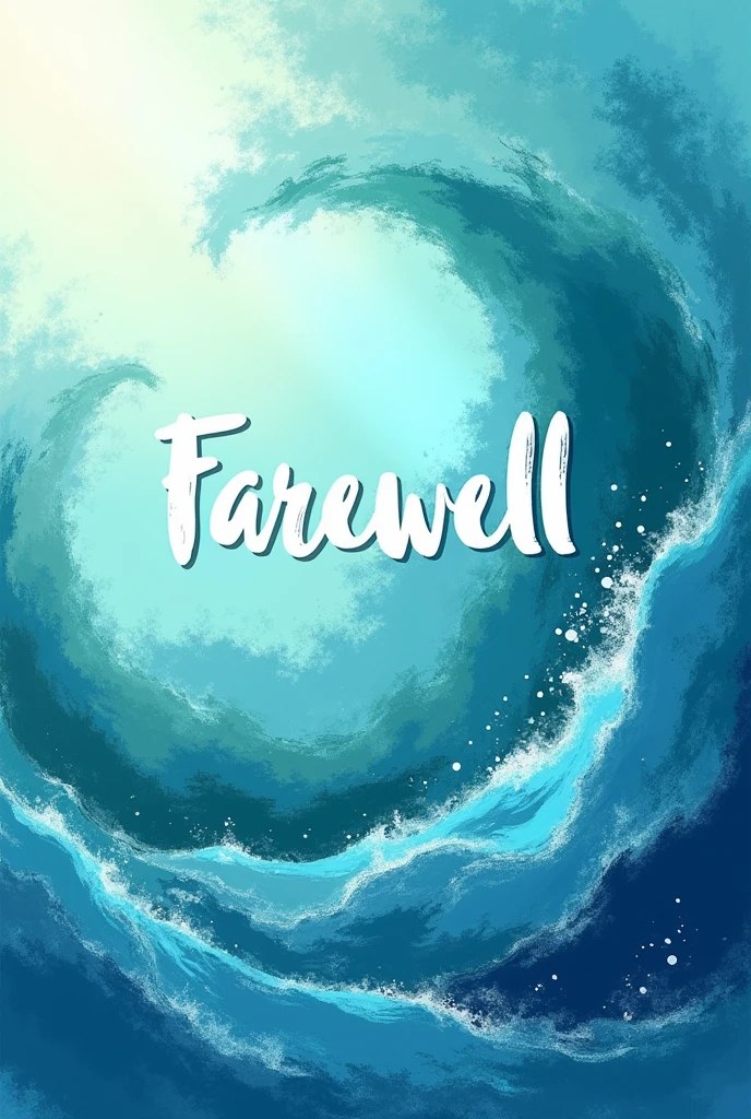 Create me a farewell card in ocean style, abstract with shapes and farewell text
