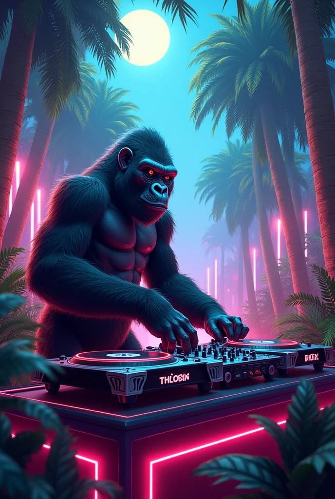 (nvinkpunk:1.2) (snthwve style:0.8) Gorilla dj, bitcoin necklace, anthro, lightwave, sunset, intricate, highly detailed --auto --s2