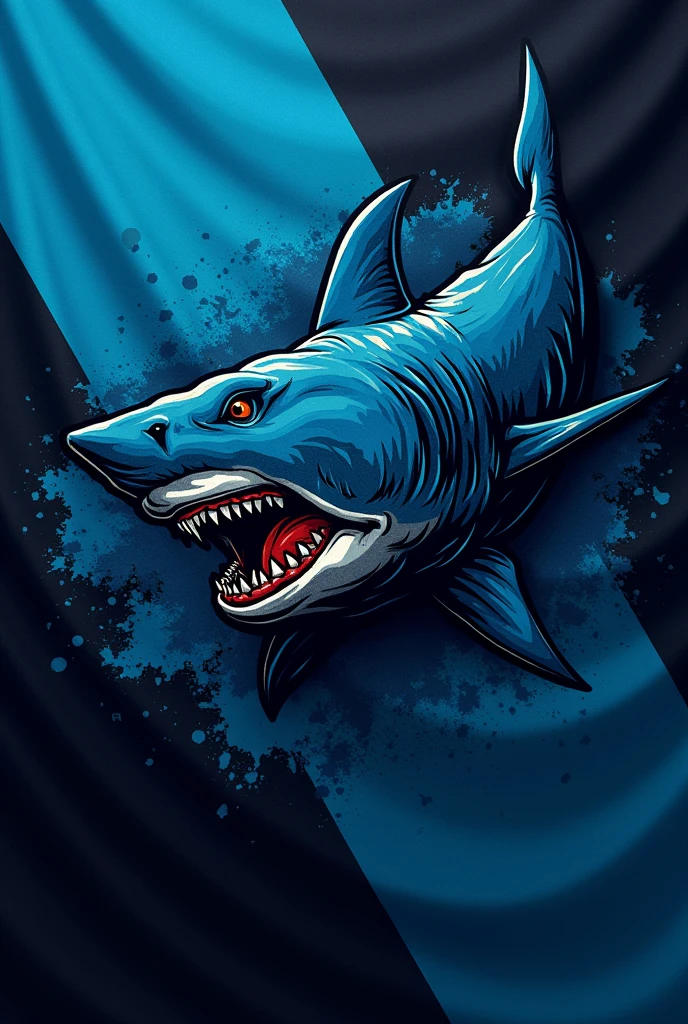 Team flag with blue and black colors with a shark highlighted