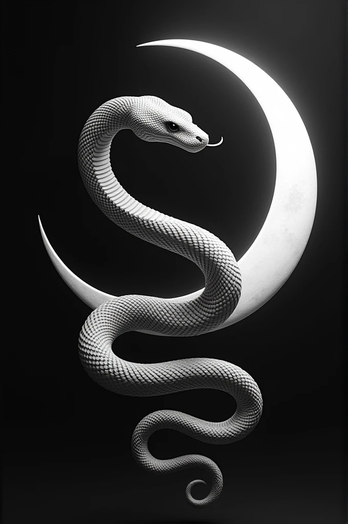 Snake and moon black and white