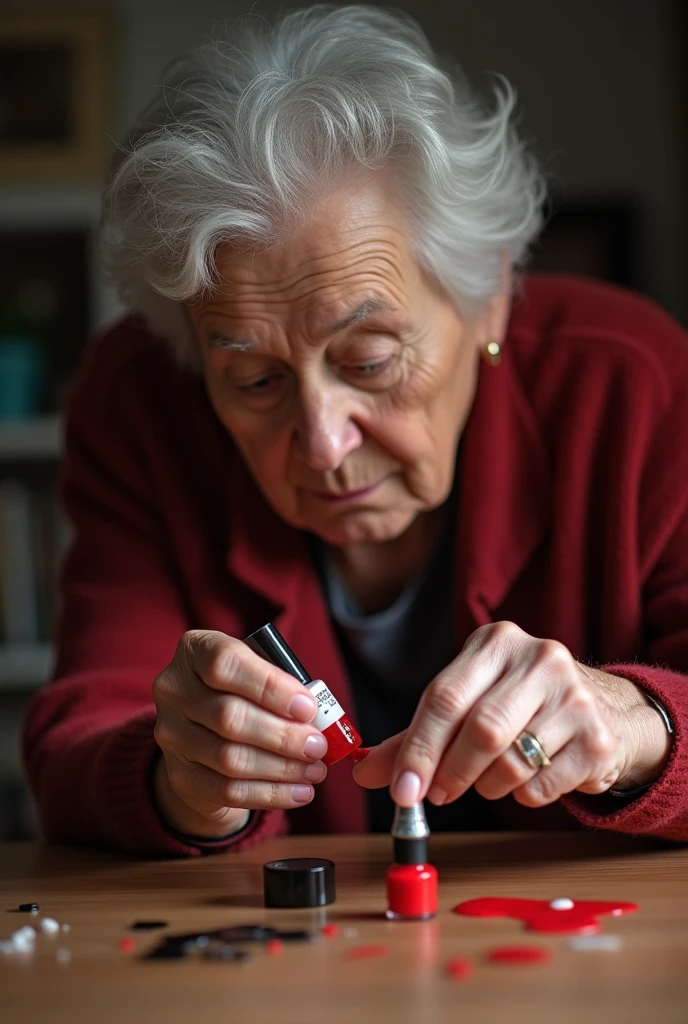 Baby Boomer nails one hand from black to red the other from white to red