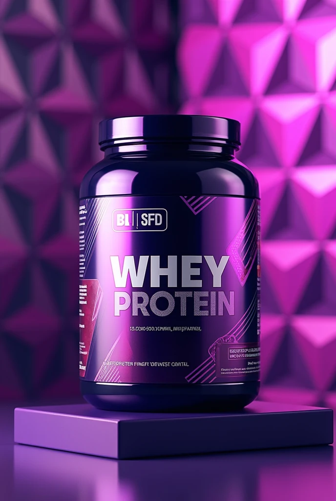 Create a purple and violet patterned whey protein packaging