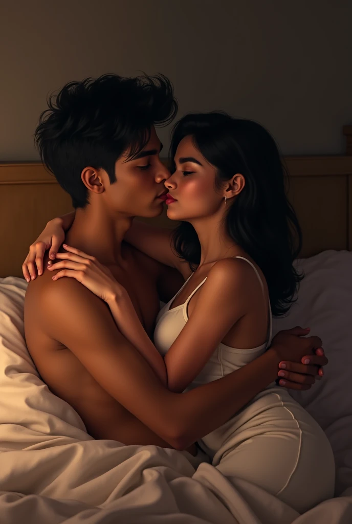 Indian boy and girl nude in bed sleeping