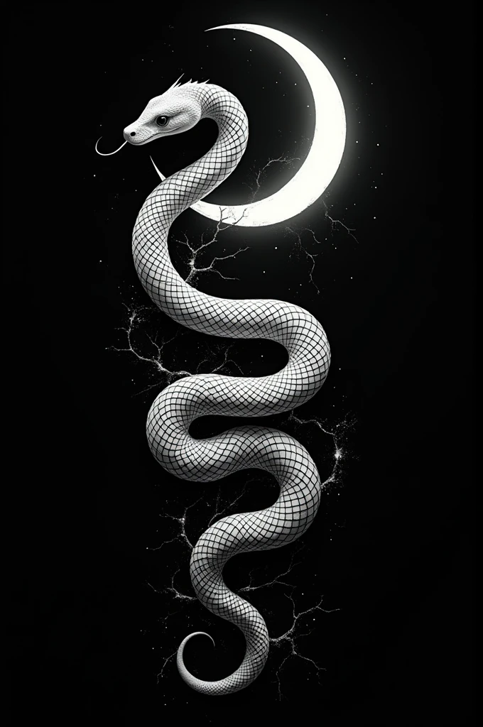 Snake and moon white and black