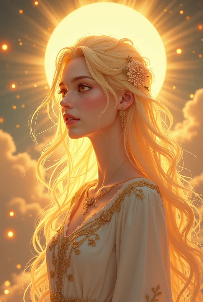 God, God der Hoffnung, gold eyes, Golden hair, Learned man, wise, chiseled face, Anime Style