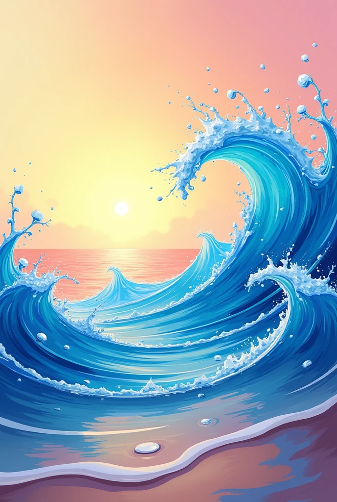 Summer background and banner with water, splash and waves in vector abstract shape By