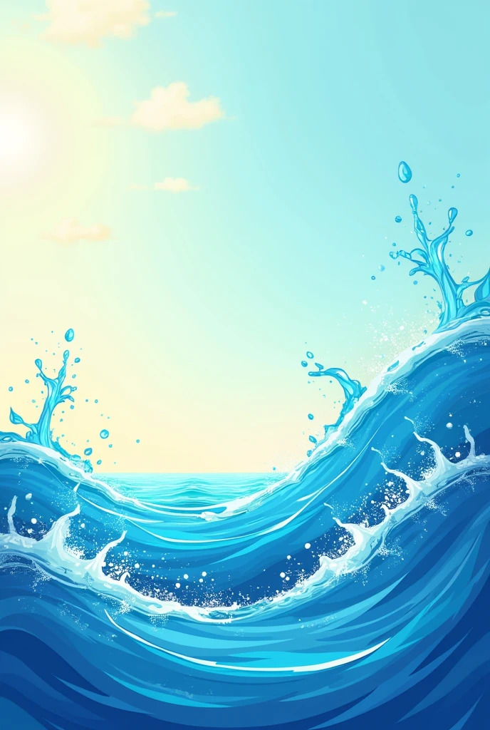 Summer background and banner with water, splash and waves in vector abstract shape By
