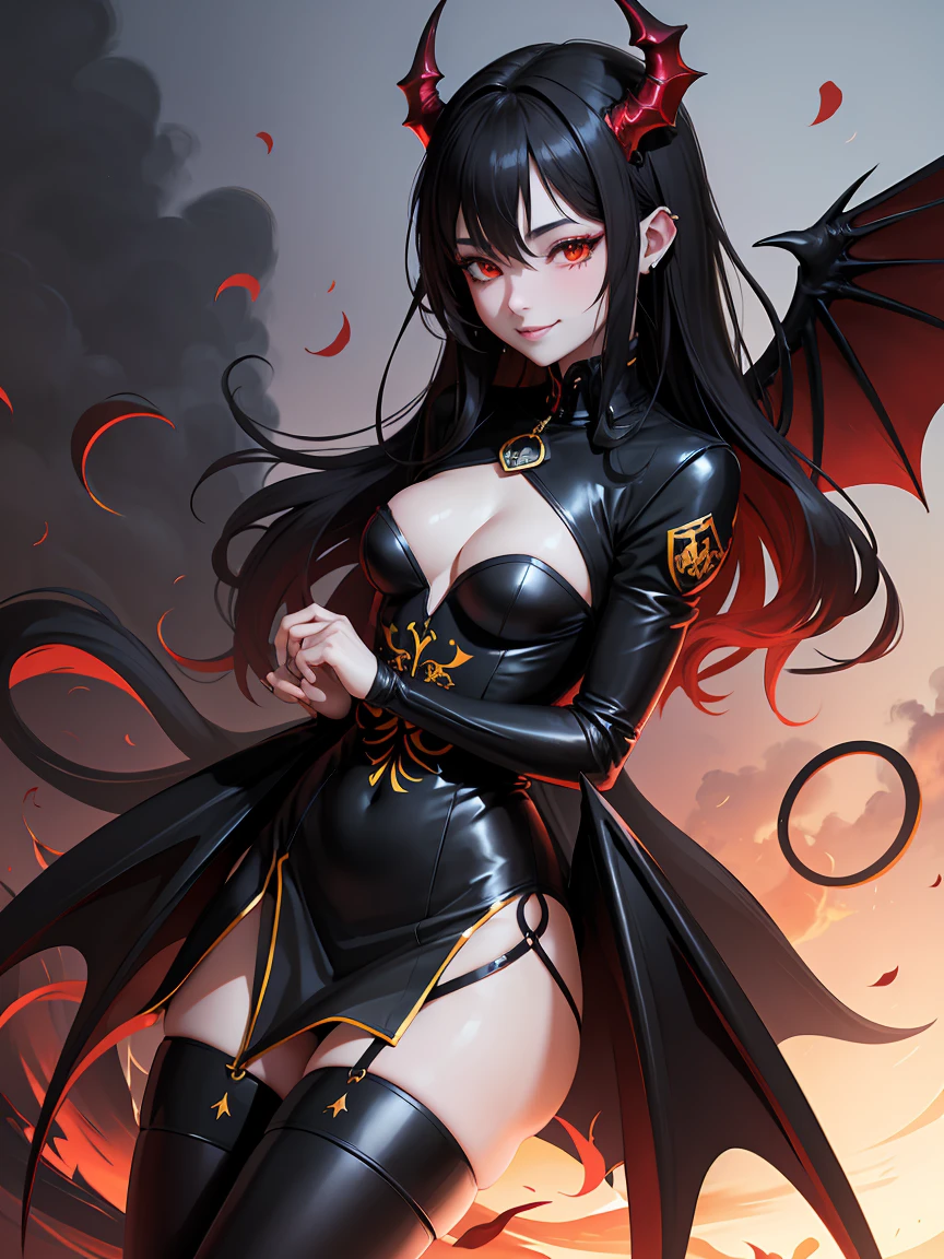 1girl, short ponytail hair, black hair, very small , long pointed ears, red eyes, blue skin!!!, sexy lie dress, full body, night, in old wooden house, moon in windows, very sexy body,tailed face, highly detailed, 8k, best quality, masterpiece, vibrant colors, digital art, concept art