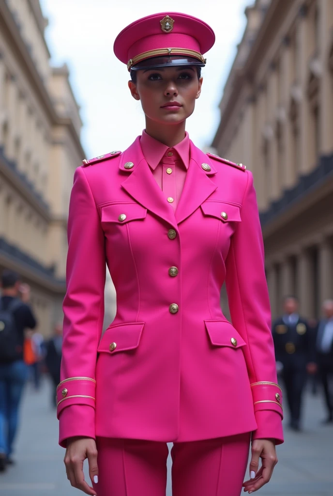 Create a picture of Bangladesh police unifrom in barbie pink Colour
