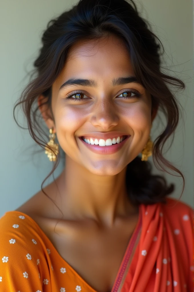 Indian beautiful girl she is 21 year old smiling picture feels natural and she weared indian suit