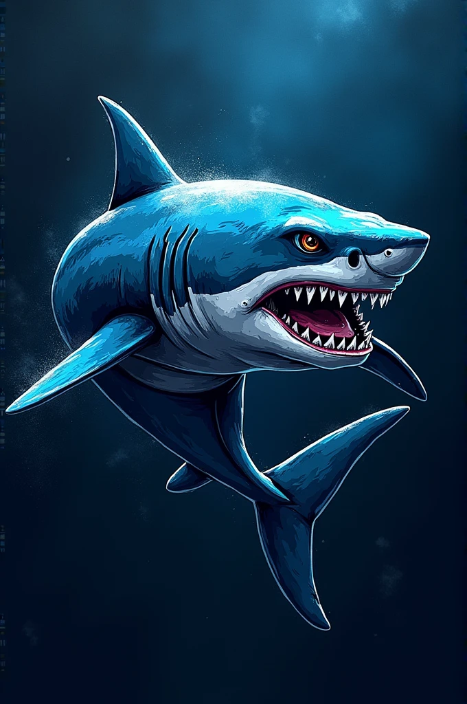 Team flag with black and blue colors with a shark 