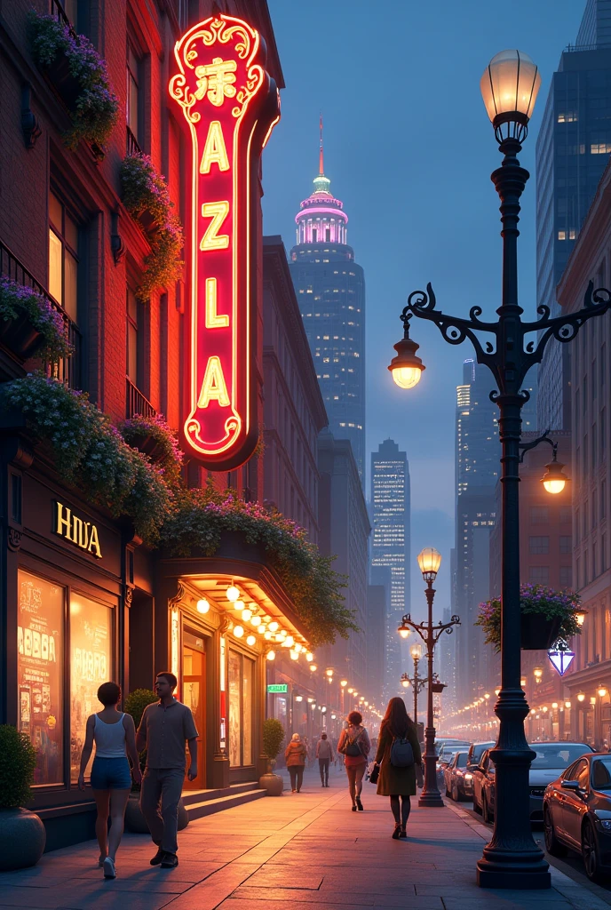 Street with building with lights