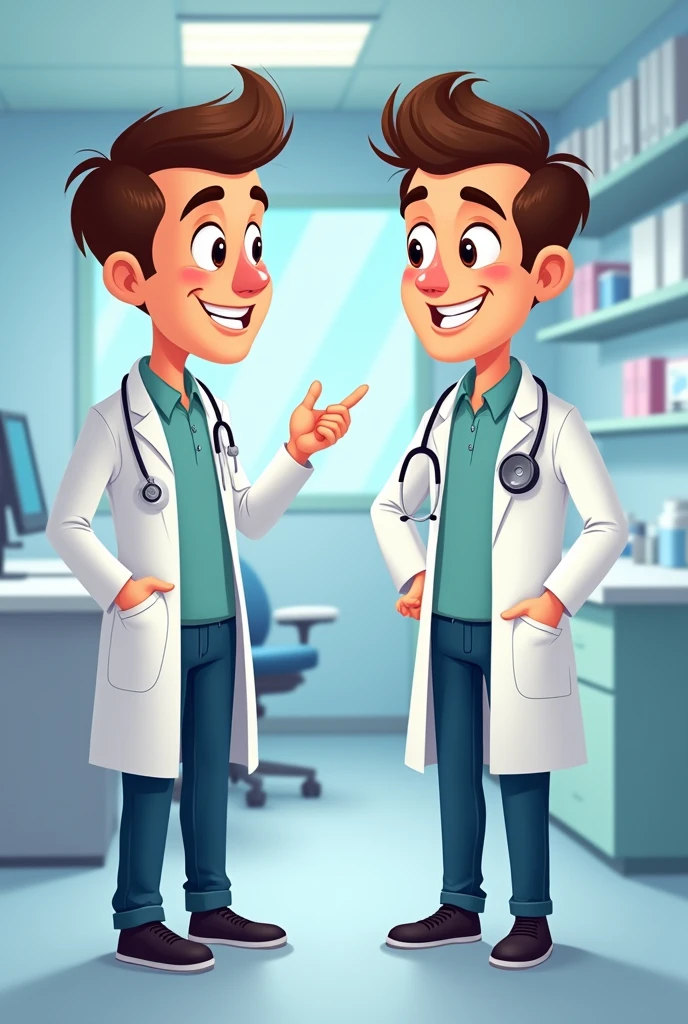 Animated style image of a doctor comparing a before and after of a man with little hair and after with hair