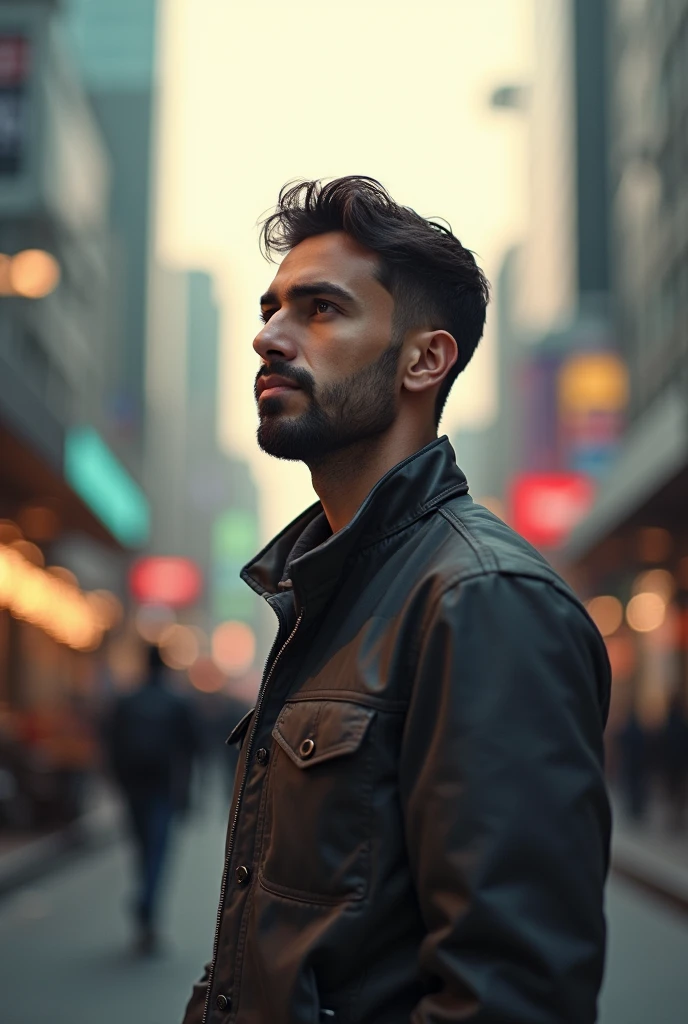 A city man thinking about traveling to famous tourist attractions in India tour and travel advertisement 