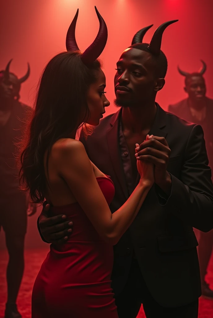 A girl horny and 5 big black dude are sitting behind her they started doing the devil tango
