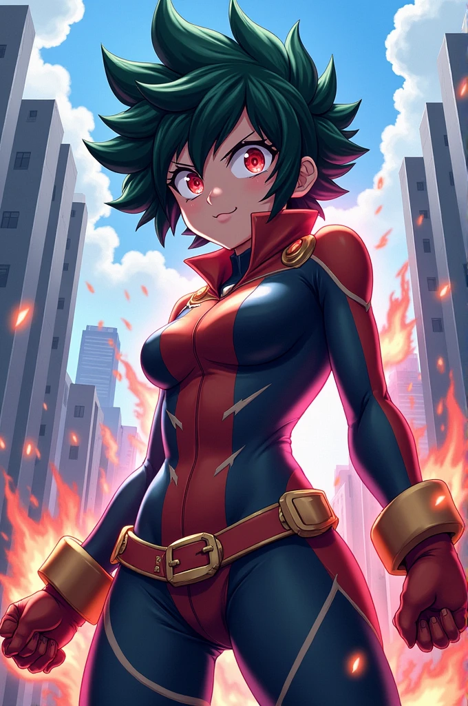 Create me a female anime character in the style of My hero academia