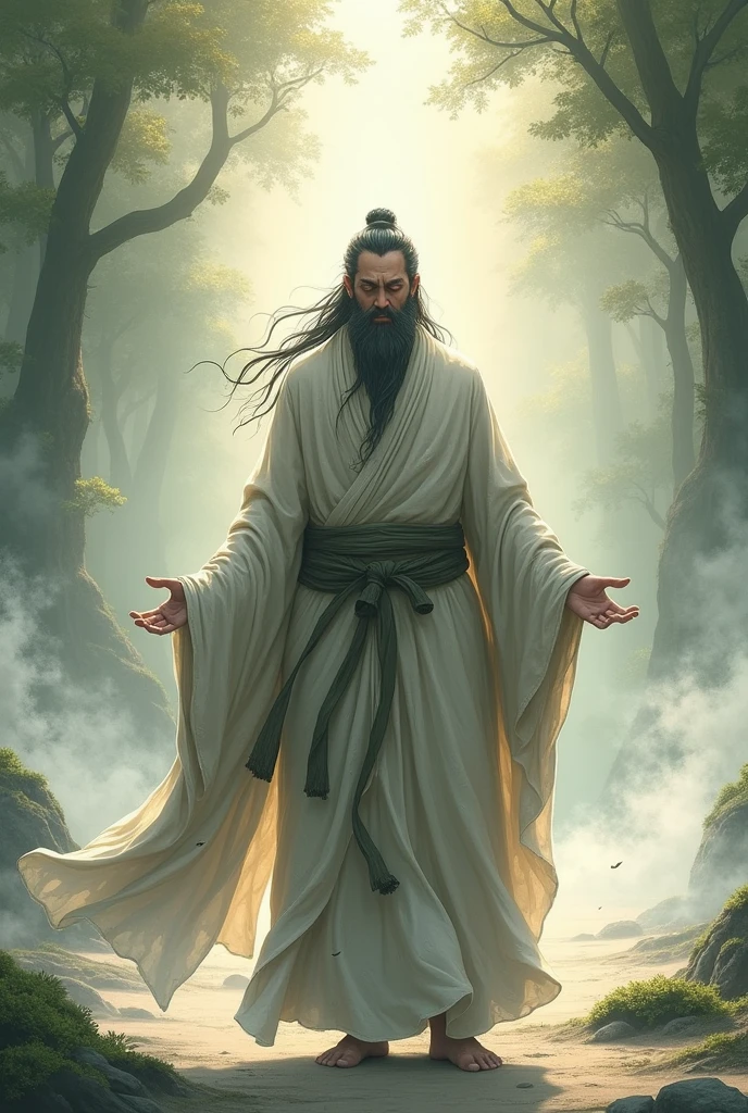 God, tao, masculine, God der Enthaltsamkeit, Dressed like a beggar, Anime Style 