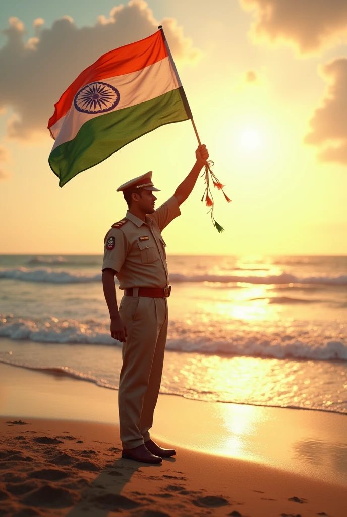 Surjeet uttar pradesh police man celebration of Indian freedom day on the sea