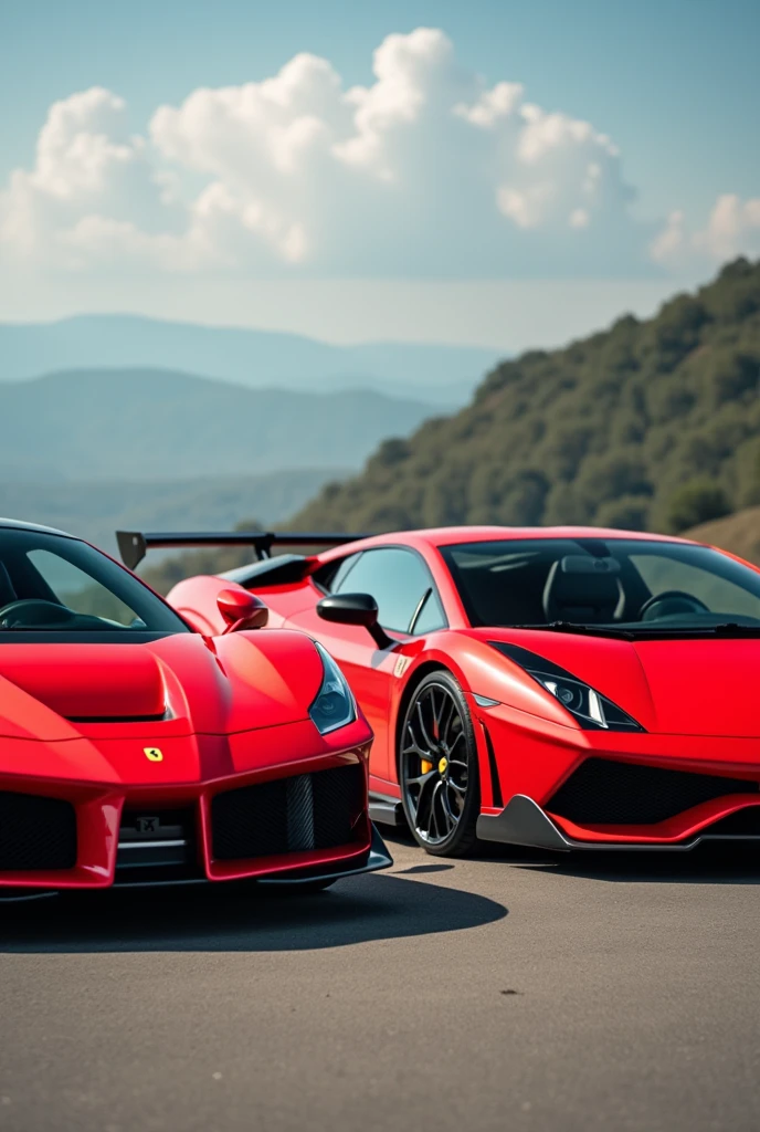 a ferrari together with a lamborghini