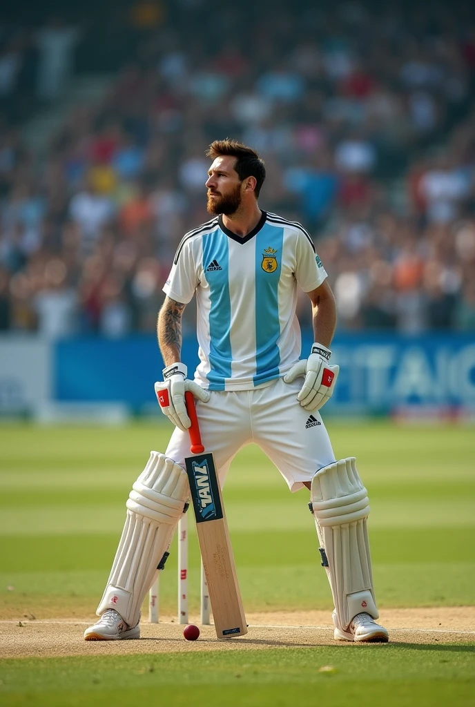 Messi playing cricket 