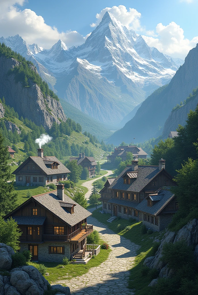 Pretty houses in the mountains but very real 