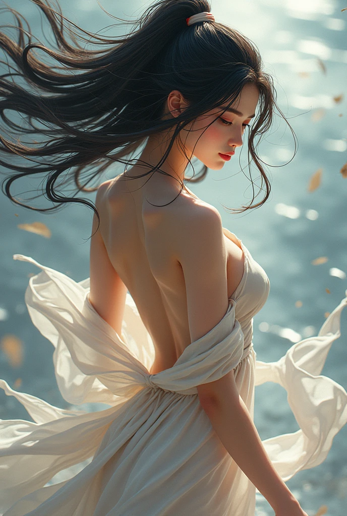 (Highest Resolution),(highest quality),(Masterpiece,(8k),(Highest detail),(Completely naked:1.5),2 girls, alone, running, (Grey Track Top:0.01), (Pink shorts:0.).01, ponytail, Athletic build, Dynamic brushwork, Fluid movement, Capture the essence of her athleticism and energy, Use bright and soft colors、Creates a dreamy and fantastical atmosphere, portraying the motion and grace of running, showing the wind blowing her ponytail and clothes, And the surrounding landscape. Outdoor, Detailed Background, Modern metropolis,