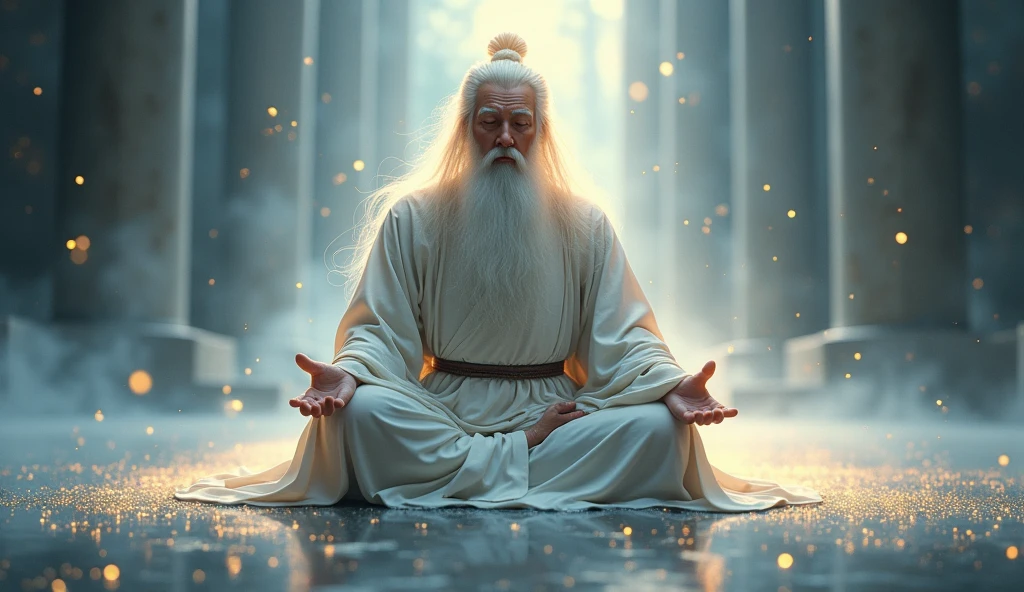 Confucian Robe Confucianism,Long white hair,Long beard,meditate with your legs crossed ...