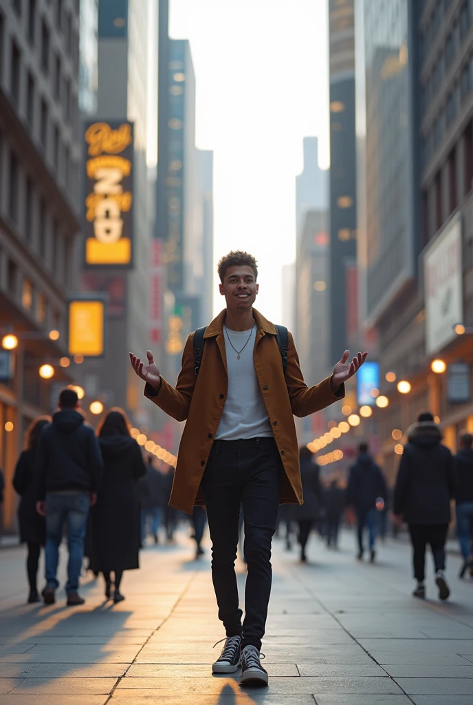 Youngh , GRAPHIC DESIGNER, walking in street, talking about Adegraf's new event