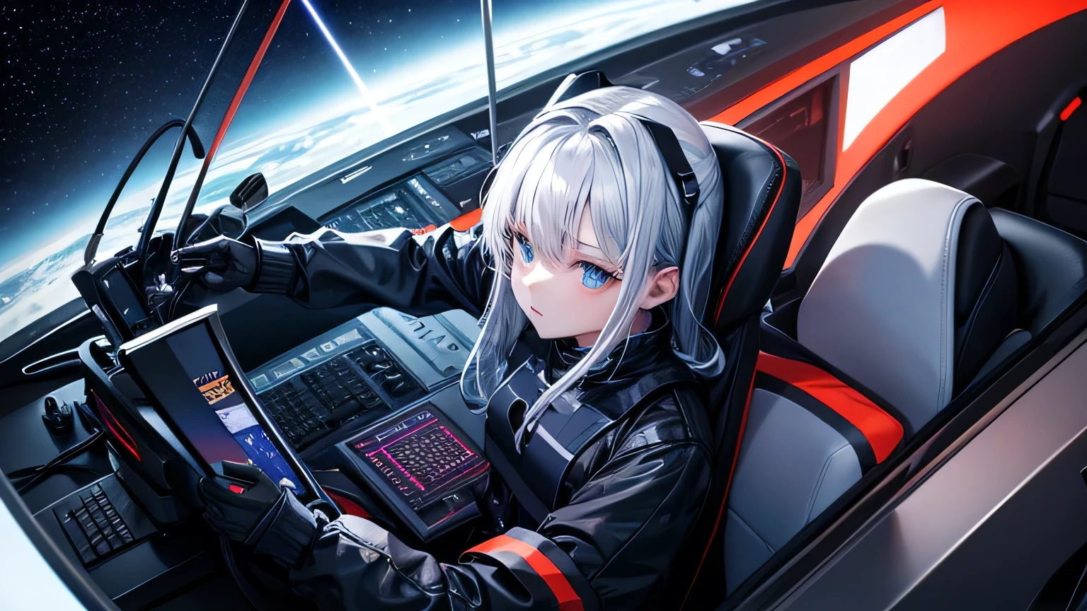 Desktop wallpaper for computer, the higher quality, the best quality, hd, erotic, hentai, sci-fi, minimalist design, demontration the cosmos, planetarium with minimalist design, early teens, half-nude, erotic minimalist uniform of Pioneer Movement, erotic minimalist uniform of Scout Movement, flat chest, focused look, fully darkness with illustration of stars, mass people picture