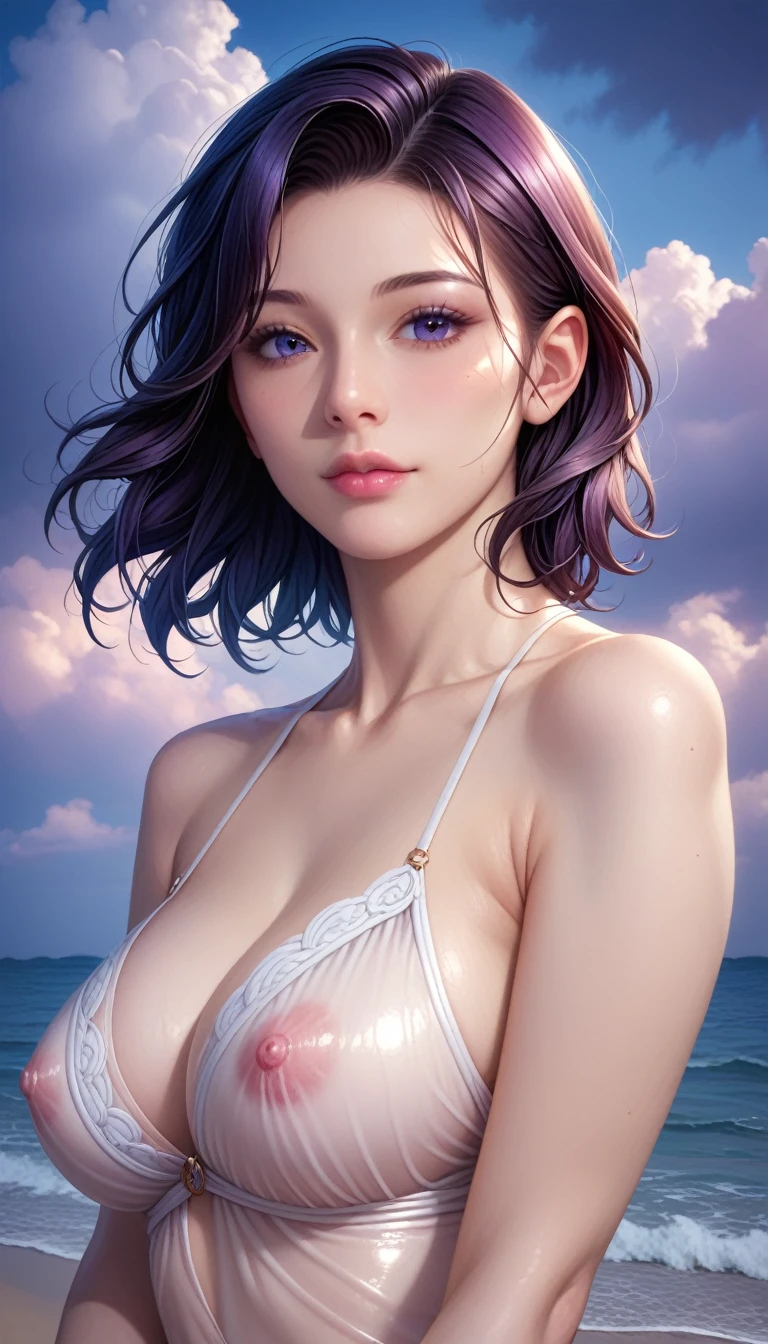 score_9, score_8_superior, score_7_superior, High resolution 3D anime style,A masterpiece in 32K resolution,Highest quality,it is really amazing,Very detailed,Ultra-high resolution,Ultra-realistic,Realistic,Increased depth of field,Cinematic lighting,
Elegant mature Japanese woman,
black straight medium hair,Ultra-detailed and beautiful face,Calm and gentle look,Translucent white skin,Realistic skin texture,Great proportions,
Elegant swimwear,
Summery design,Chic color scheme,Beautiful and delicate decoration,Detailed fabric texture,
Overcast night sky,Dark Clouds,Thundercloud,Coastline at night,Stormy seas,delay々A desolate sandy beach that continues,
Cinematic,Dutch Angle,
