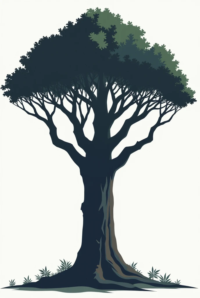 A large tree with 6 branches，Each branch has a large distance up and down，2d
