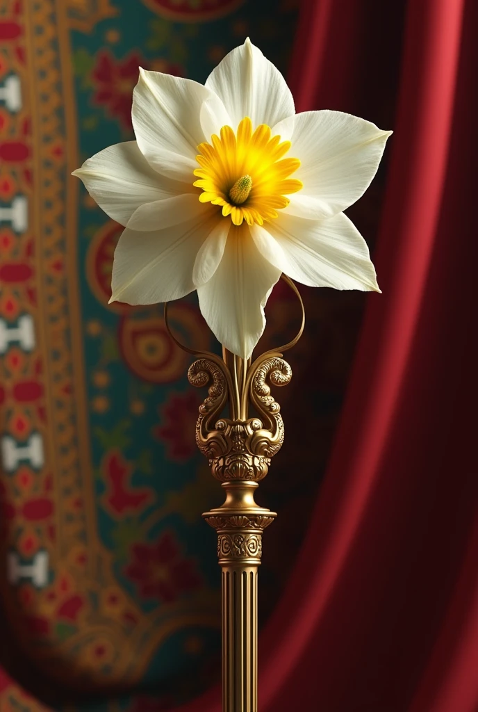 Narcissus flower flag on a scepter