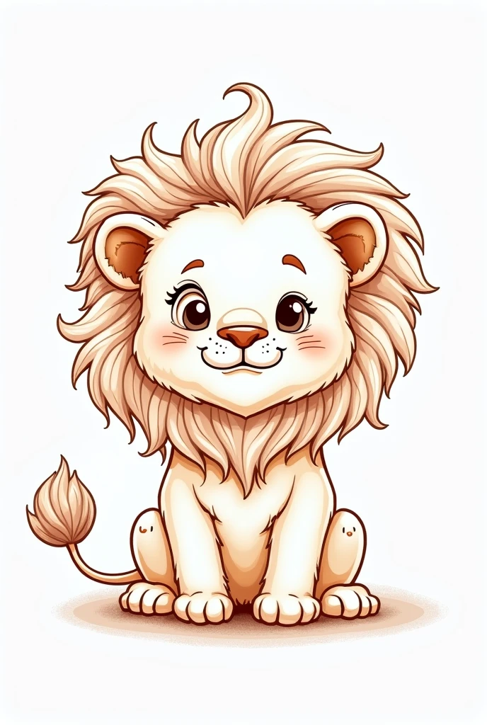 Make me a cute lion. Just only the outline. You should be able to colour the picture yourself. Make him very detailed, Cute and great.