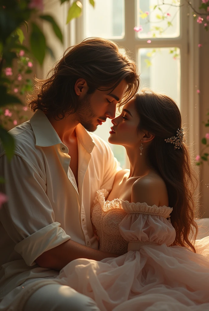 beautiful woman, sitting on boy love