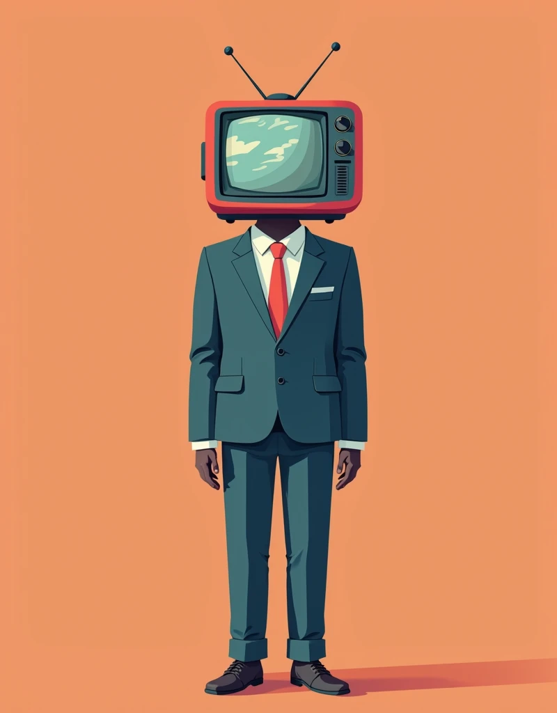 Abstract Cartoon Male Person In Suit With Tv Head