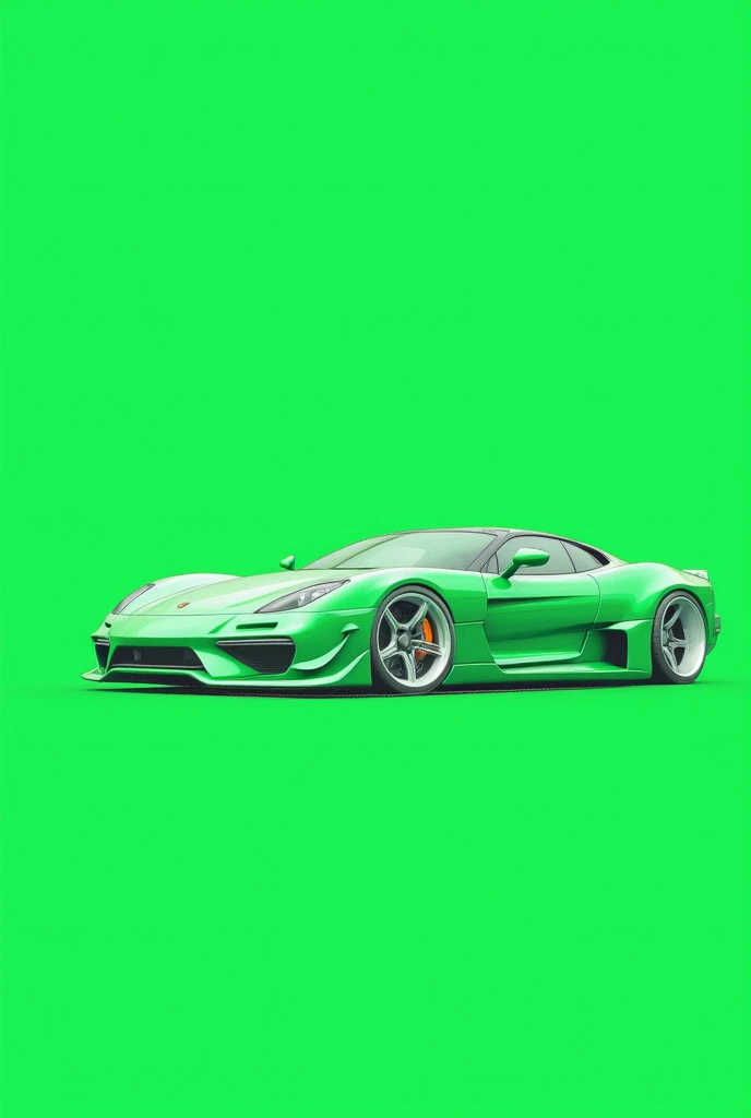 line drawing of a sports car, green background and white lines