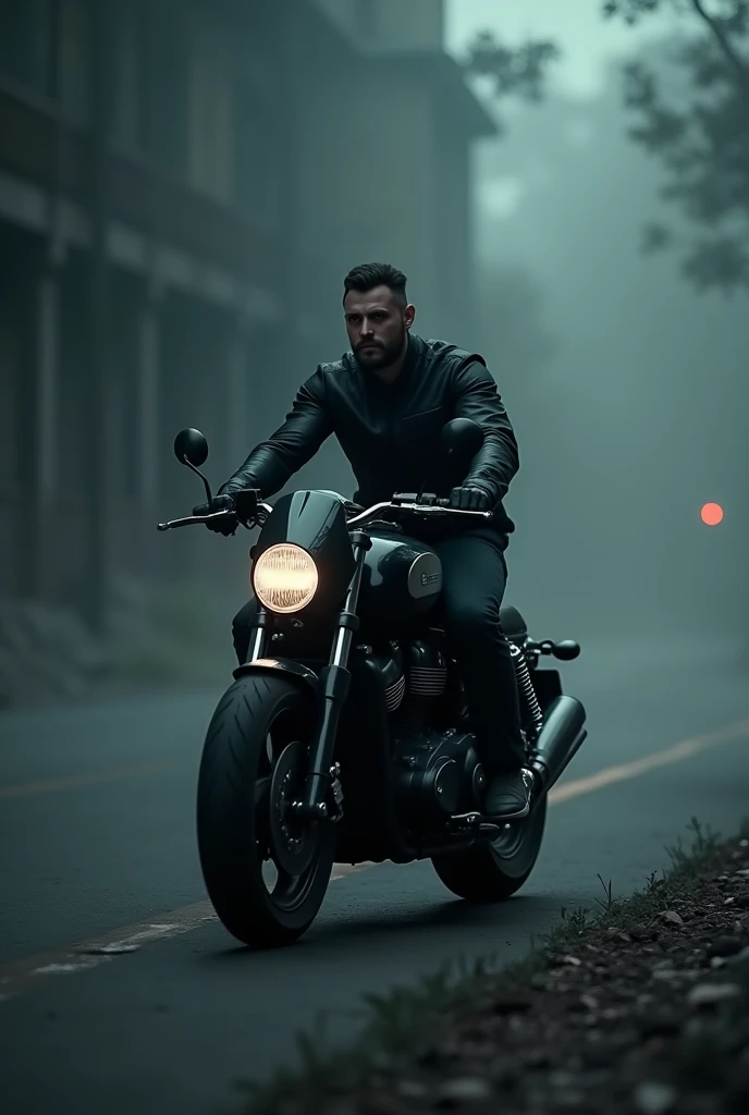 Man on black motorcycle bike dark theme aesthetic
