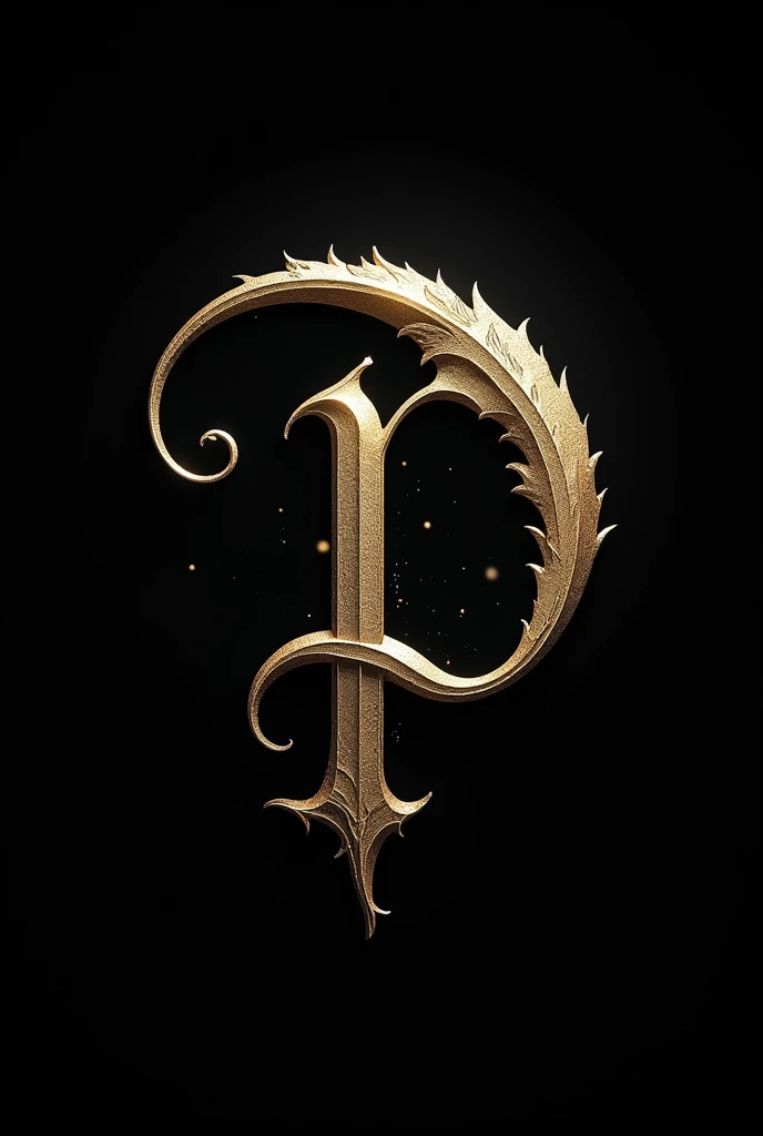 'p' letter calligraphy with black background and half moon on letter