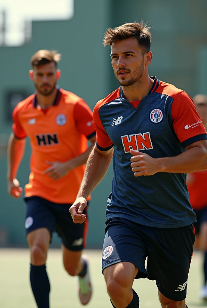 men wearing collared jersey shirts while sweating in style.HN branded shirt