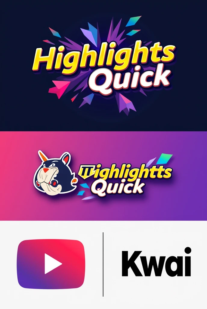 Create me a logo for tik tok, YouTube and kwai for a channel of cuts with the name Highlights Quick in Brazilian Portuguese.