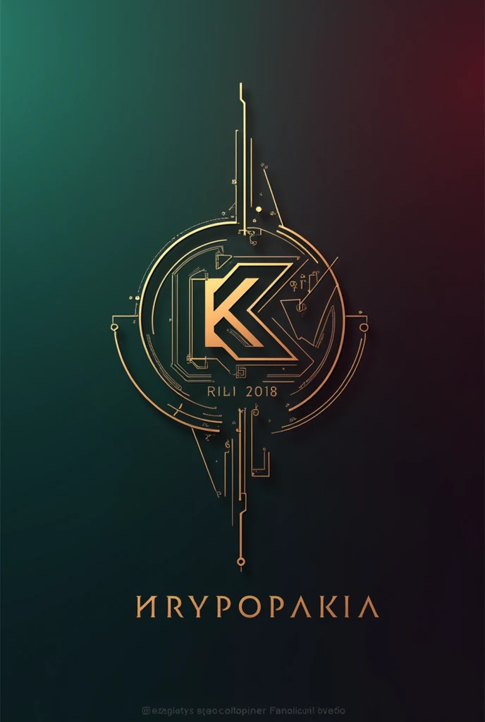Create a sophisticated and modern logo for 'Kryptopia,' a luxury crypto launchpad platform. Use a color palette of Deep Emerald (#004d00), Champagne Gold (#f7e7ce), and Rich Burgundy (#6D071A). The design should reflect elegance, innovation, and high-end technology. Incorporate abstract or geometric elements that symbolize growth and technology. The typography should be sleek and refined, with a modern or serif font. The logo must be versatile, scalable, and work well in both color and black-and-white.