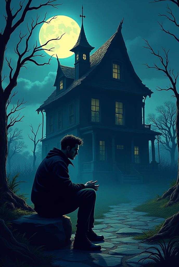 night That man was sitting near that horror house disny cartoonHe got up from there