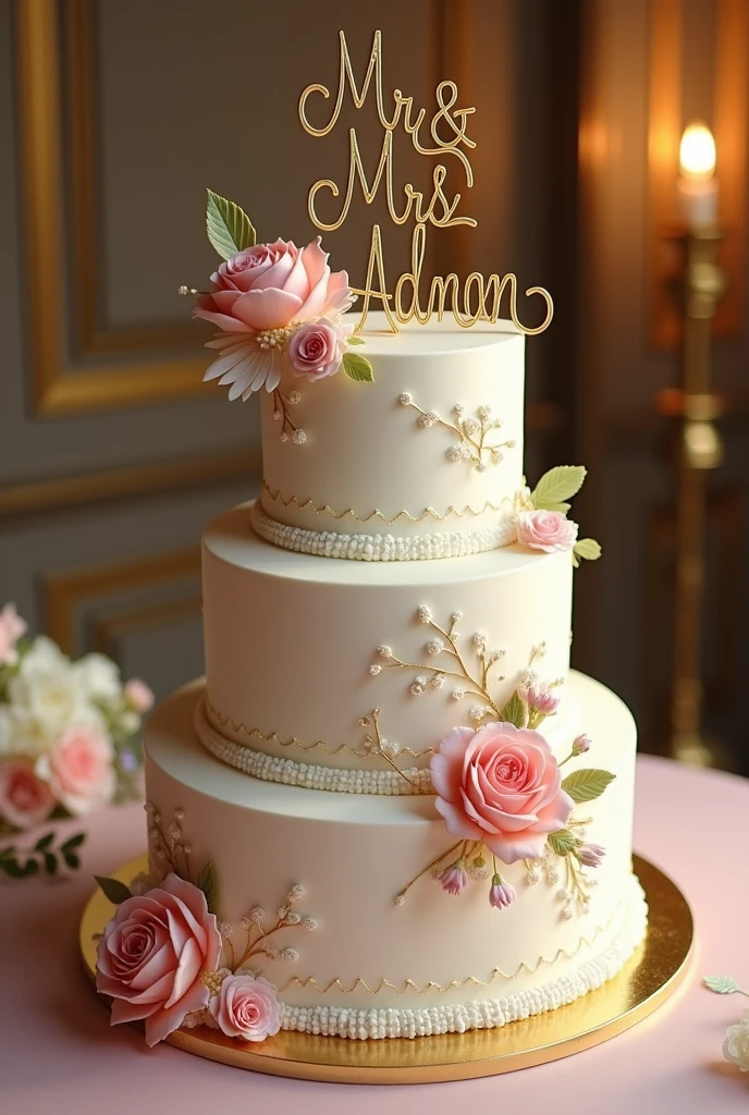 Anniversary cake for Mr& Mrs adnan name write on it 