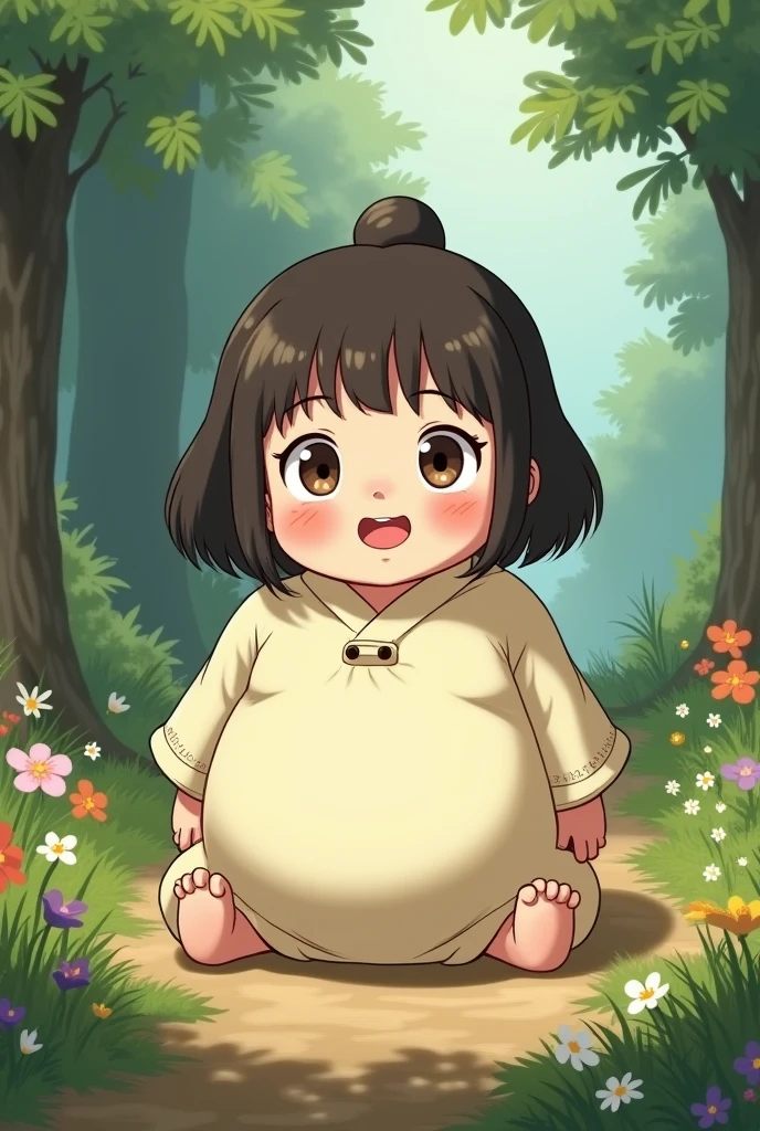 Really small cute kinda fat ghibi styled girl