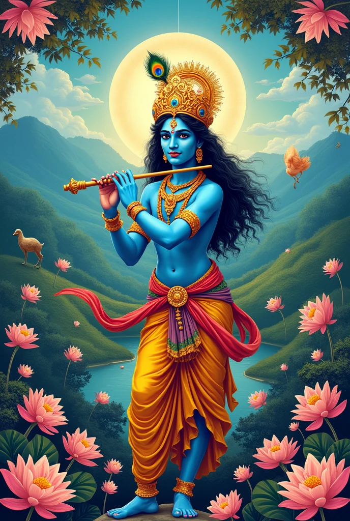 Creative poster on Life of Lord krishna 