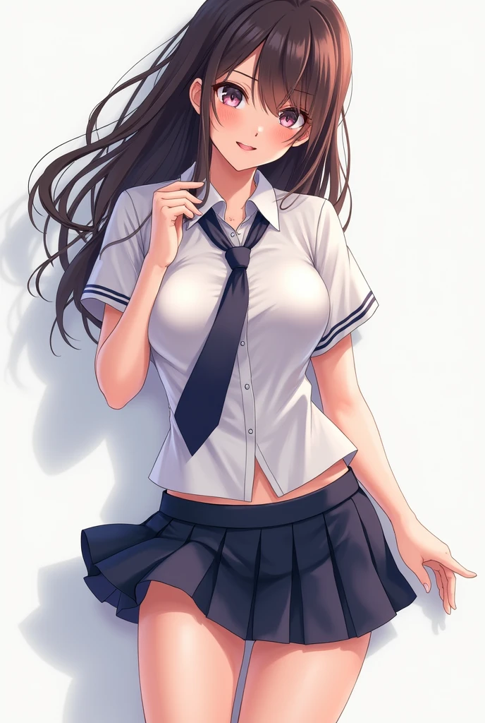 Generate woman in school uniform, sexy, anime
