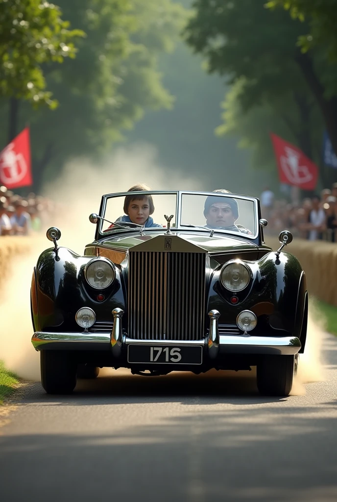 A roles royals car driving on the car race