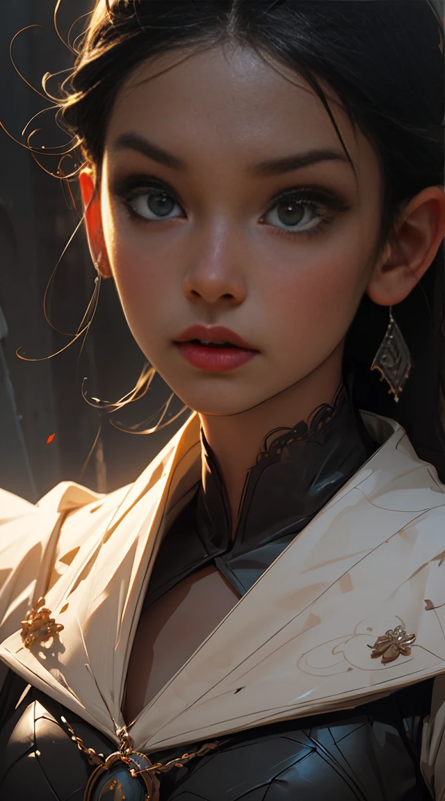 black hair, girl, beautiful detailed eyes, beautiful detailed lips, extremely detailed face and portrait, surreal, surrealism, 8k, super detailed, photorealistic, dramatic lighting, cinematic, chiaroscuro, moody, atmospheric, dreamlike, conceptual, vivid colors, dark fantasy